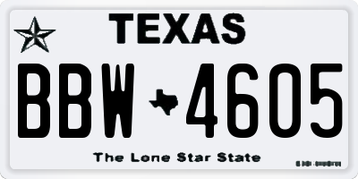 TX license plate BBW4605