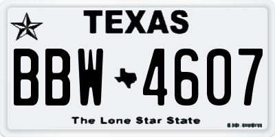 TX license plate BBW4607