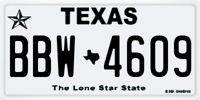 TX license plate BBW4609
