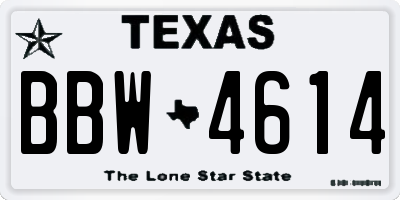 TX license plate BBW4614