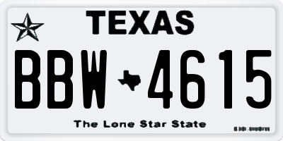 TX license plate BBW4615