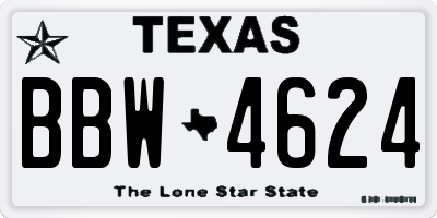 TX license plate BBW4624
