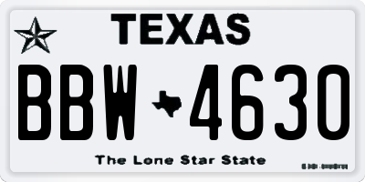 TX license plate BBW4630
