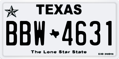TX license plate BBW4631