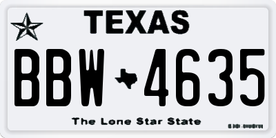 TX license plate BBW4635