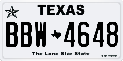 TX license plate BBW4648
