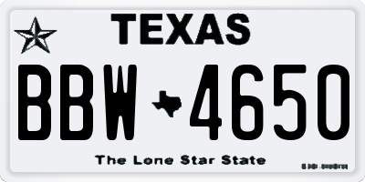 TX license plate BBW4650