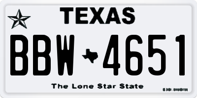TX license plate BBW4651