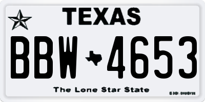 TX license plate BBW4653