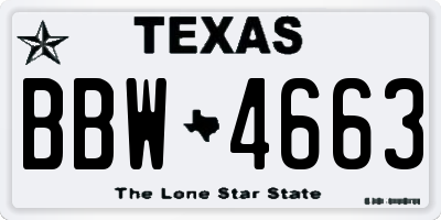TX license plate BBW4663