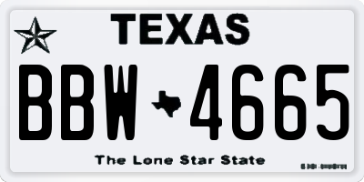 TX license plate BBW4665