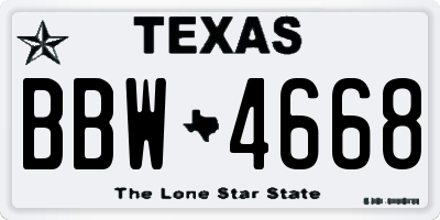 TX license plate BBW4668