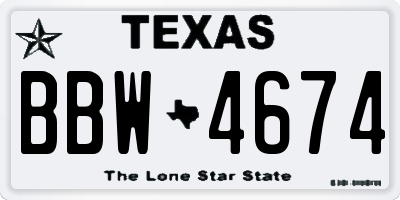 TX license plate BBW4674