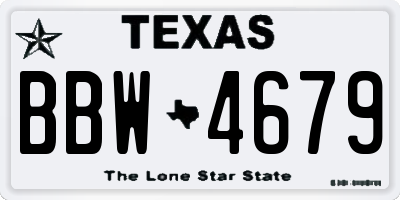 TX license plate BBW4679