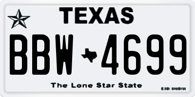 TX license plate BBW4699