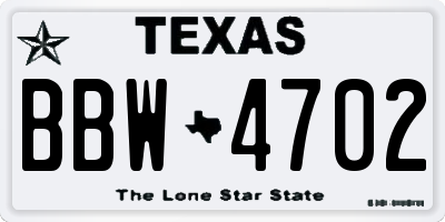 TX license plate BBW4702