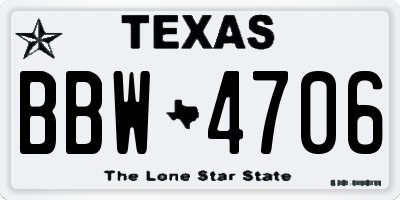 TX license plate BBW4706