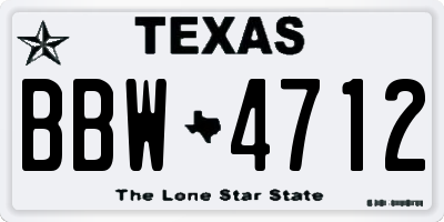 TX license plate BBW4712