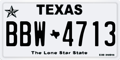 TX license plate BBW4713