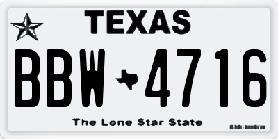 TX license plate BBW4716