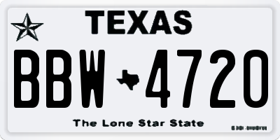 TX license plate BBW4720