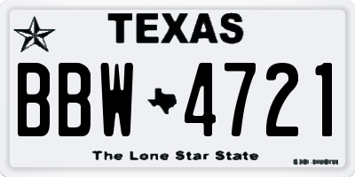 TX license plate BBW4721