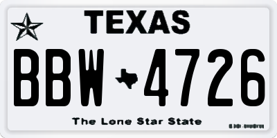 TX license plate BBW4726