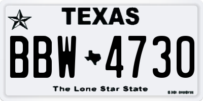 TX license plate BBW4730