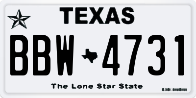 TX license plate BBW4731