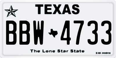 TX license plate BBW4733