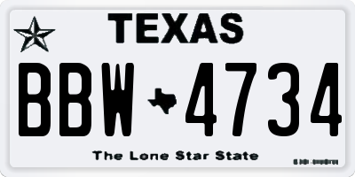 TX license plate BBW4734