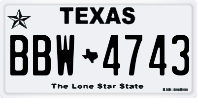 TX license plate BBW4743