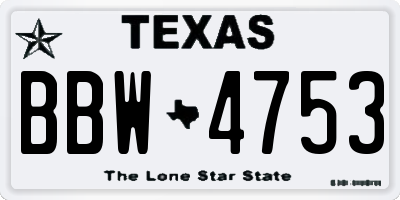 TX license plate BBW4753