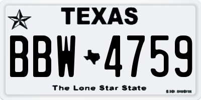 TX license plate BBW4759