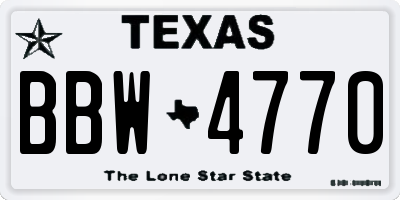 TX license plate BBW4770