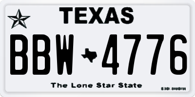 TX license plate BBW4776