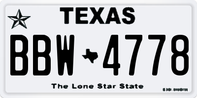 TX license plate BBW4778