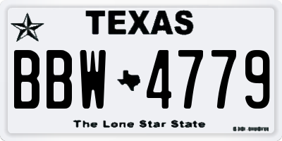 TX license plate BBW4779