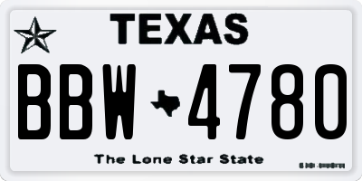 TX license plate BBW4780