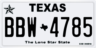 TX license plate BBW4785