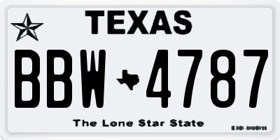 TX license plate BBW4787