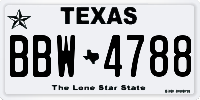 TX license plate BBW4788