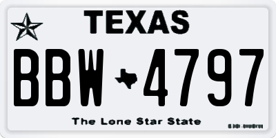 TX license plate BBW4797