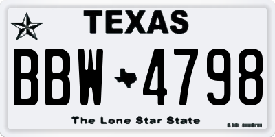TX license plate BBW4798
