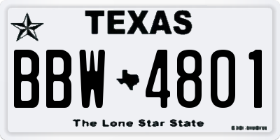 TX license plate BBW4801