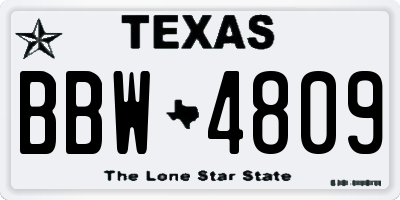 TX license plate BBW4809