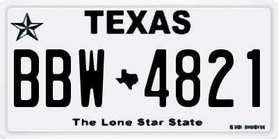 TX license plate BBW4821