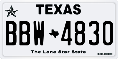 TX license plate BBW4830