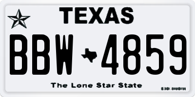 TX license plate BBW4859