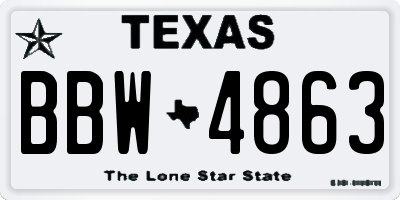 TX license plate BBW4863